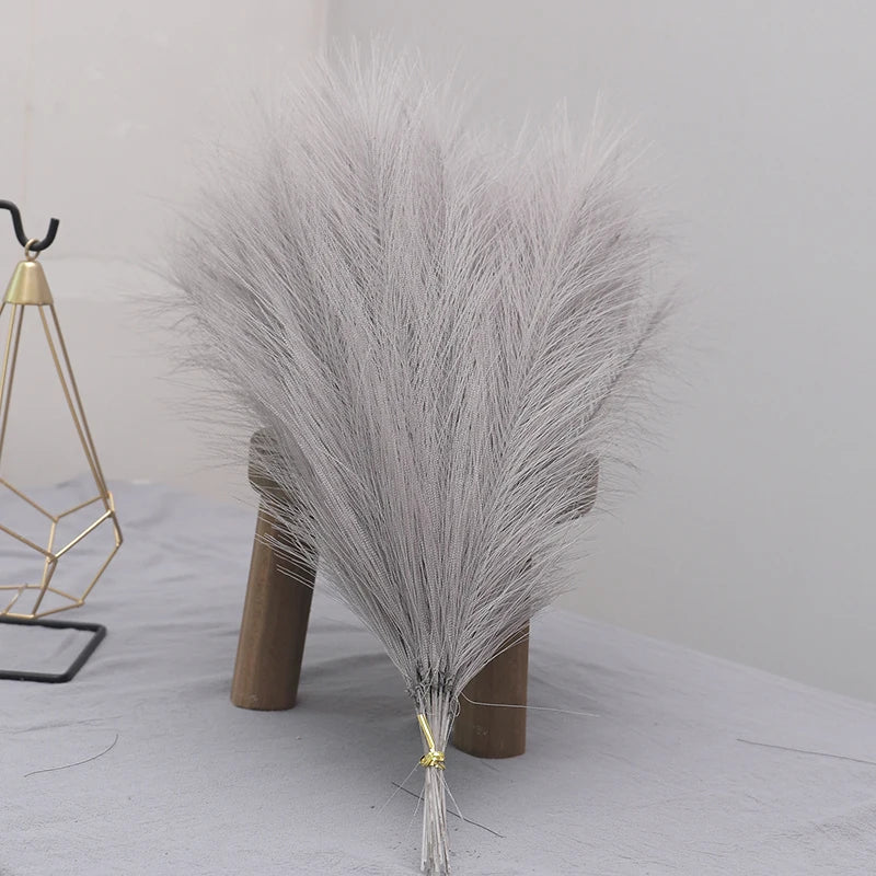 Tenvity 15pcs Pampas Grass Artificial Flowers Bouquet For Home Wedding Christmas Vase Decor DIY Party Bedroom Fake Reed Plants