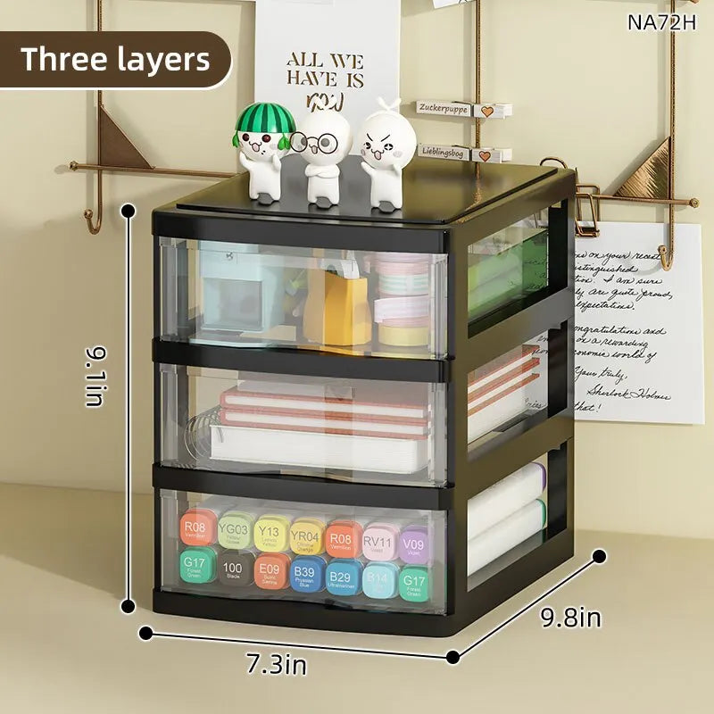 1Pc Storage Box,Space-Saving Clear Drawer Organizer (2/3/4-Tier) Sort Office,Home,dormitory,Makeup, Pens, Jewelry, Stationary ﻿