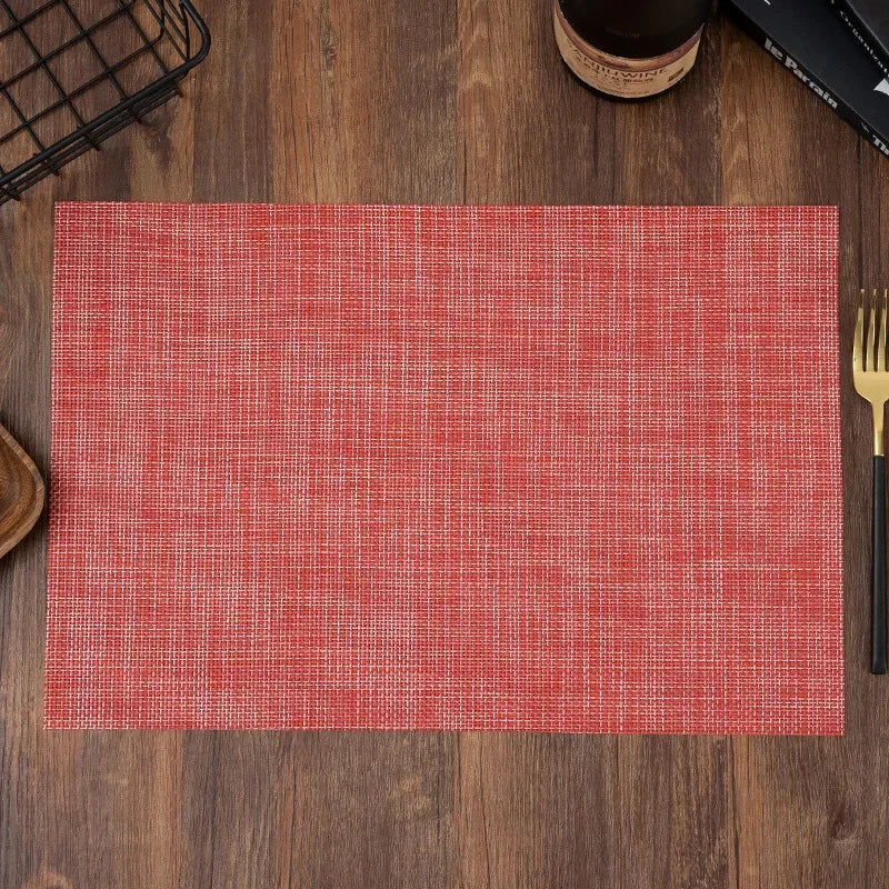 2/4/6PCS Place Mats Washable Easy To Clean Vinyl Dining Table Pads Durable PVC Weave Table Mats for Camp Party Hotel Home Decor