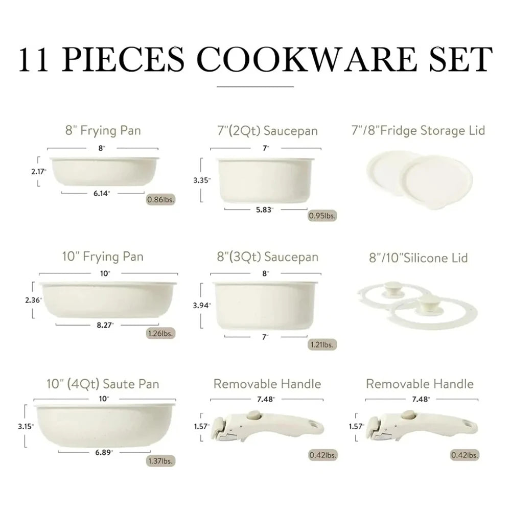 Pots And Pans Set Nonstick Cookware Sets Handle Kitchen Removable Handle Cooking Pot Set  اواني منزليه Cooking Pot  Eco-Friendly