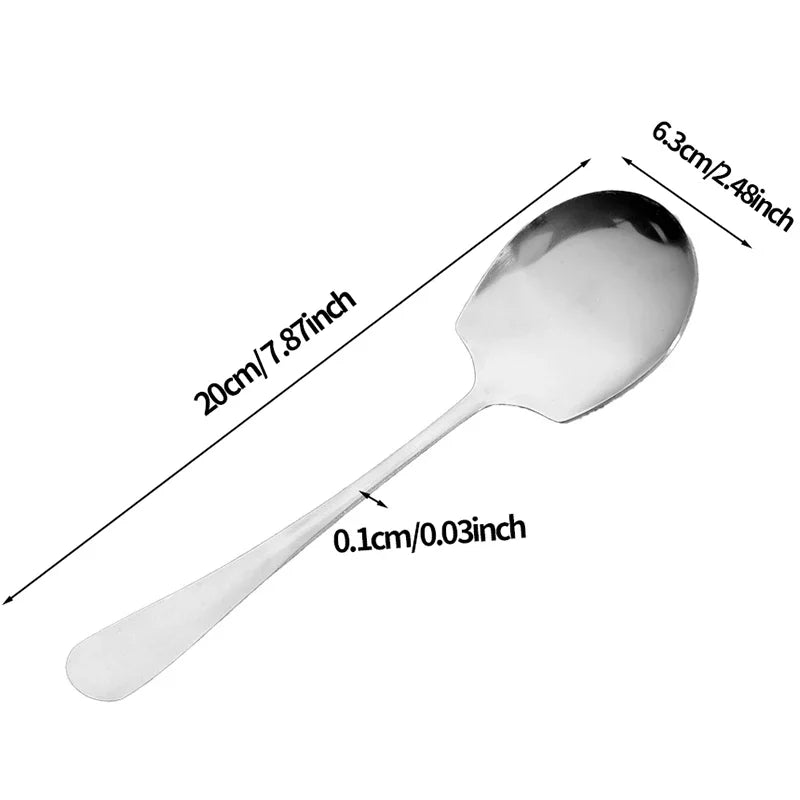 1/4pcs Large Stainless Steel Spoon Thicken Home Dinner Public Spoon Long Handle Soup Spoons Round Head Buffet Serving Tableware