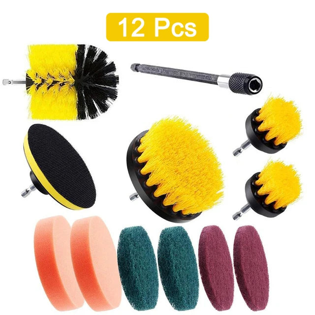 UNTIOR 6 Pcs 1/4inch Shank Drill Brush Bits Set Cleaning Kit Electric for Car Kitchen Tile Carpet Drill Brush Attachments