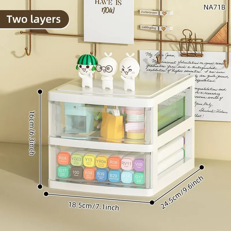 1Pc Storage Box,Space-Saving Clear Drawer Organizer (2/3/4-Tier) Sort Office,Home,dormitory,Makeup, Pens, Jewelry, Stationary ﻿