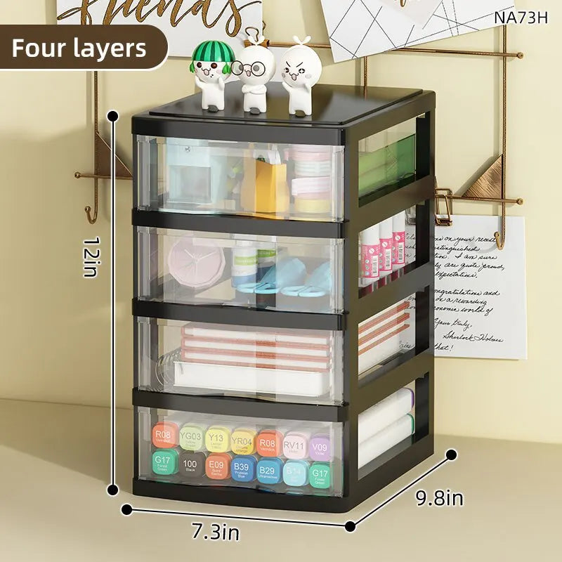 1Pc Storage Box,Space-Saving Clear Drawer Organizer (2/3/4-Tier) Sort Office,Home,dormitory,Makeup, Pens, Jewelry, Stationary ﻿