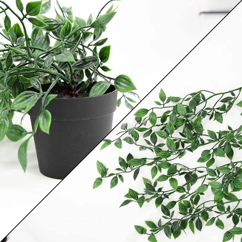 Artificial ivy Plants Plastic Leaf With pots Wedding New Year Christmas Decoration for Home Garden DIY Living Room Wall Hanging