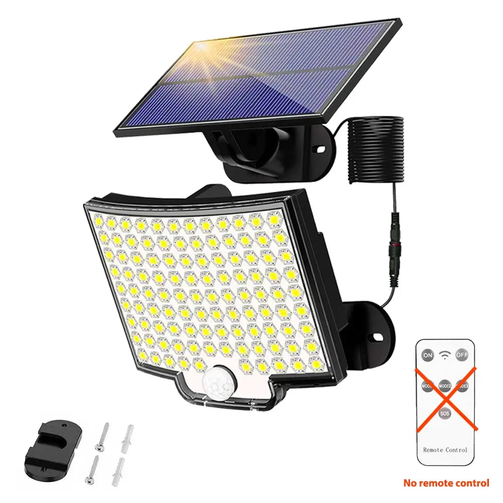 106LED Solar Light Outdoor Waterproof with Motion Sensor Floodlight Remote Control 3 Modes for Patio Garage Backyard