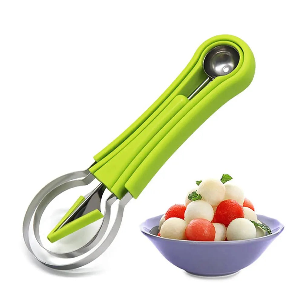 1pc Green 4 in 1 Fruit Cutter Scoop Carving Knife Fruit Dig Pulp Separator Fruit Platter Kitchen Gadgets Acces