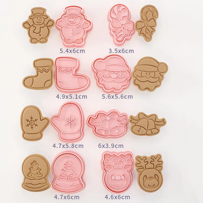 8 Pcs/set Cookie Cutters Plastic 3D Cute Cartoon Pressable Biscuit Mold Cookie Stamp Kitchen Baking Pastry Bakeware