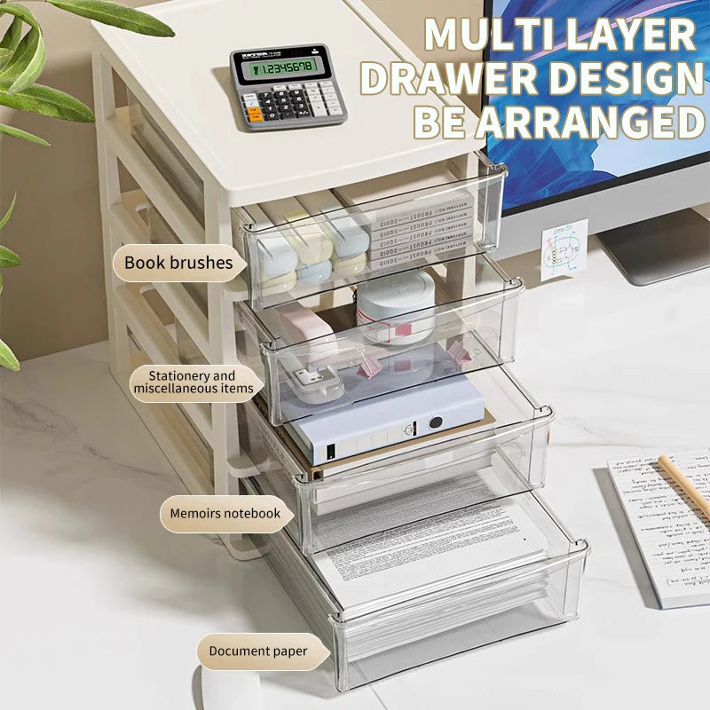 1Pc Storage Box,Space-Saving Clear Drawer Organizer (2/3/4-Tier) Sort Office,Home,dormitory,Makeup, Pens, Jewelry, Stationary ﻿