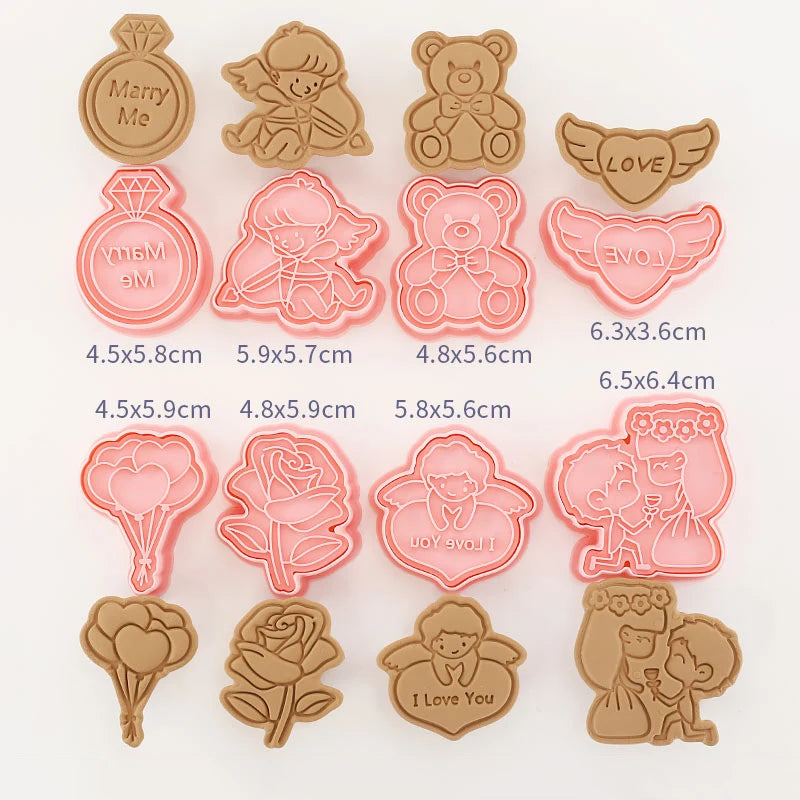 8 Pcs/set Cookie Cutters Plastic 3D Cute Cartoon Pressable Biscuit Mold Cookie Stamp Kitchen Baking Pastry Bakeware