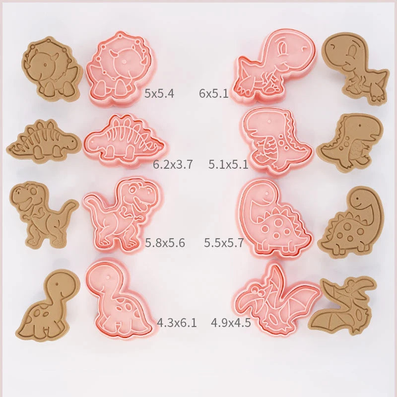 8 Pcs/set Cookie Cutters Plastic 3D Cute Cartoon Pressable Biscuit Mold Cookie Stamp Kitchen Baking Pastry Bakeware