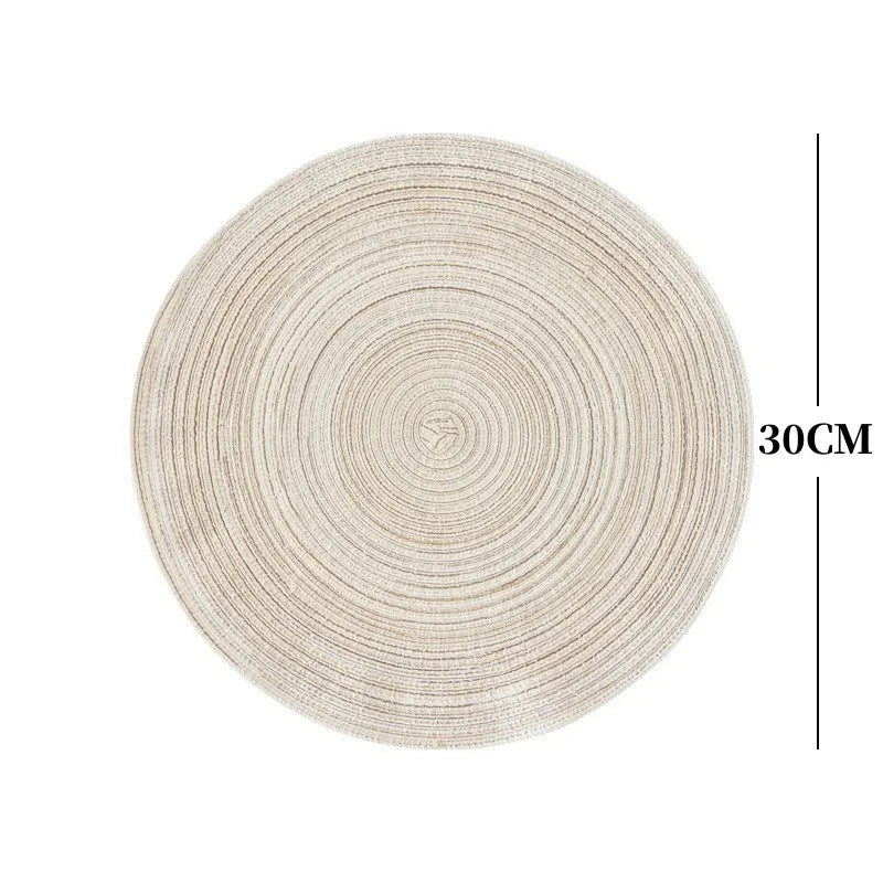 2/4Pcs Round Table Mat Woven Ramie Placemats Anti Slip Dining Table Mats Tableware Bowl Pads Drink Cup Coasters Kitchen Supplies