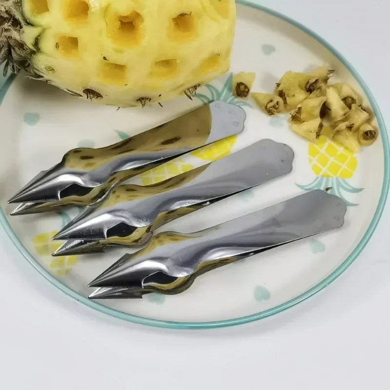 2Pc Pineapple Eye Peeler Stainless Steel Cutter Practical Seed Remover Clip Home Kitchen Gadgets Home Pineapple Slicer Clips