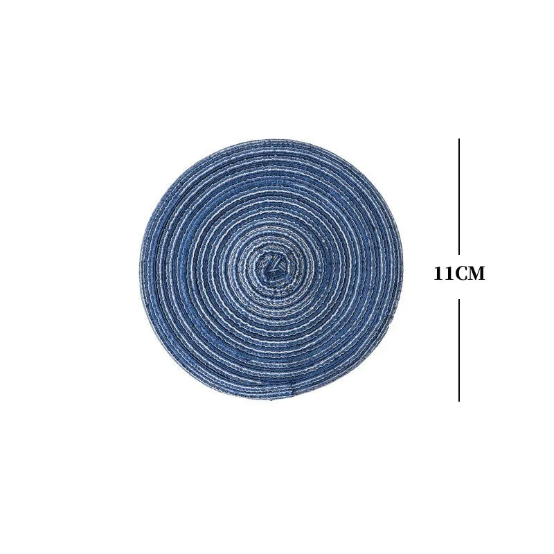 2/4Pcs Round Table Mat Woven Ramie Placemats Anti Slip Dining Table Mats Tableware Bowl Pads Drink Cup Coasters Kitchen Supplies