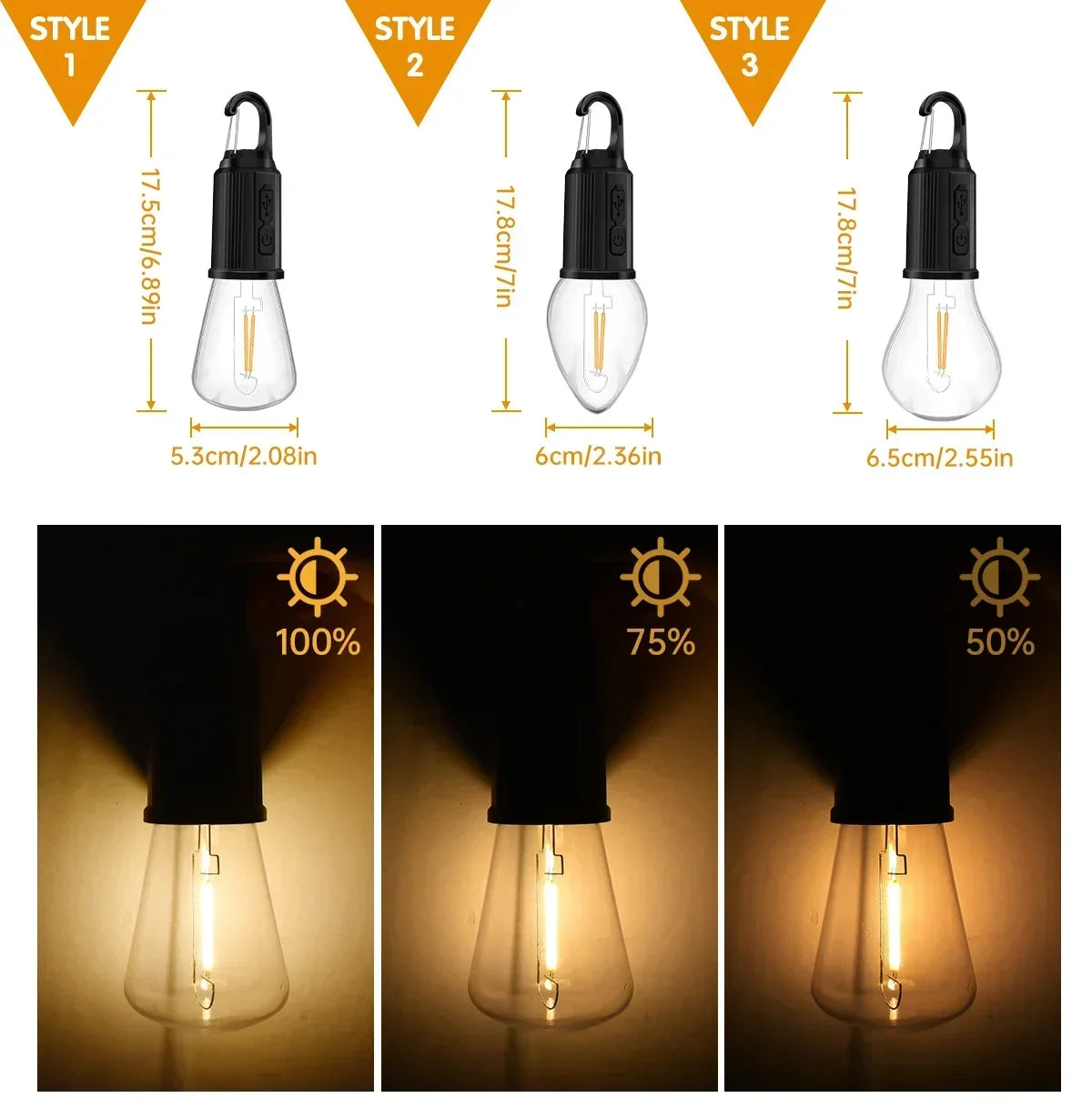 Outdoor USB Rechargeable LED Lamp Bulbs High Brightness Emergency Light Hook Up Camping Fishing Portable Lantern Night Lights