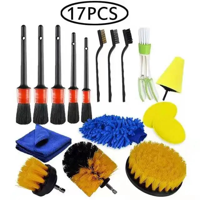 UNTIOR 6 Pcs 1/4inch Shank Drill Brush Bits Set Cleaning Kit Electric for Car Kitchen Tile Carpet Drill Brush Attachments