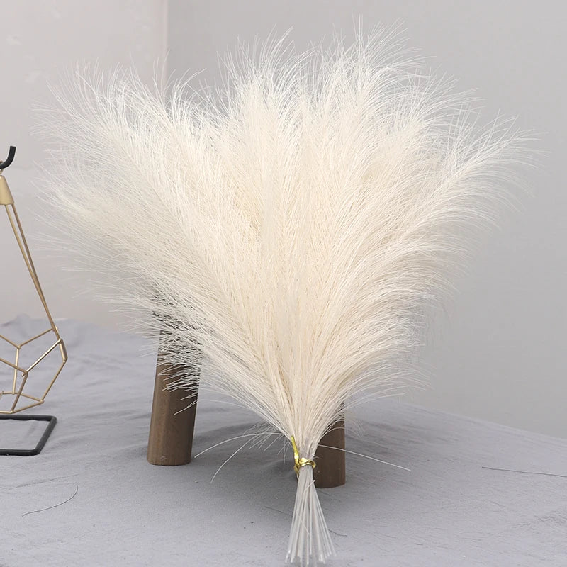 Tenvity 15pcs Pampas Grass Artificial Flowers Bouquet For Home Wedding Christmas Vase Decor DIY Party Bedroom Fake Reed Plants