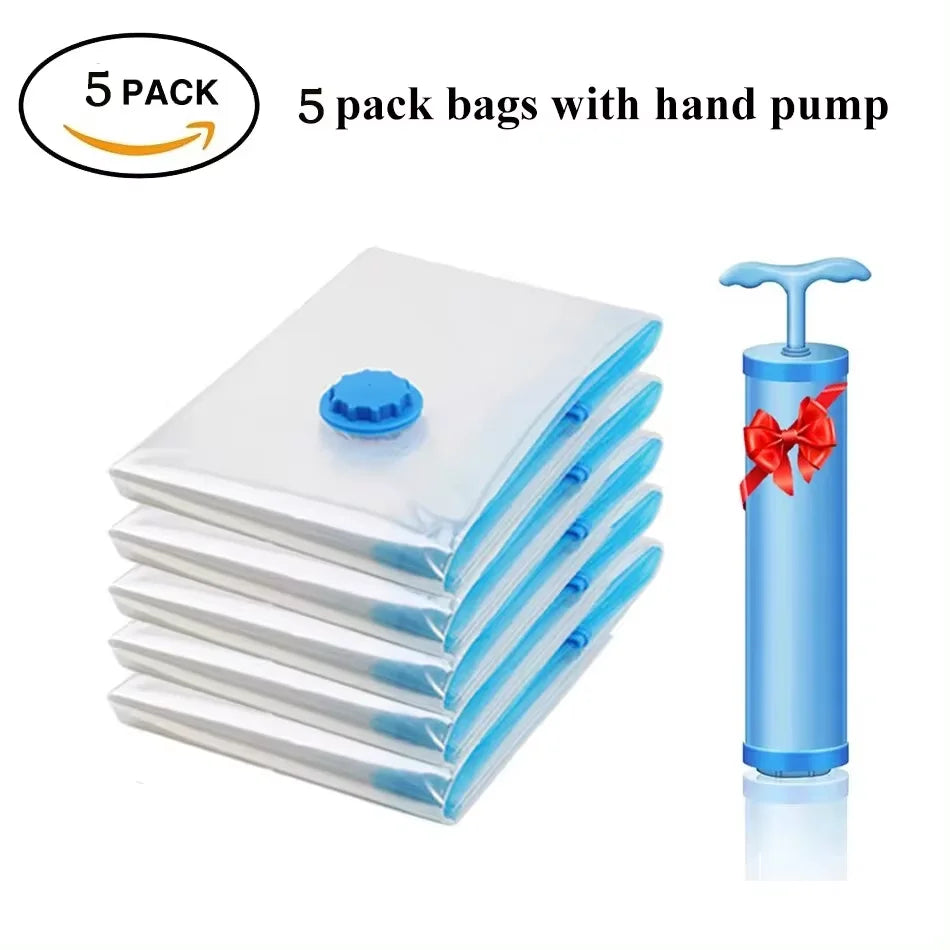 Vacuum Storage Bags,for Bedding,Pillows,Towel,Clothes Space Saver Travel Storage Bag,With Hand-electric-Pump,Vacuum Bag Package