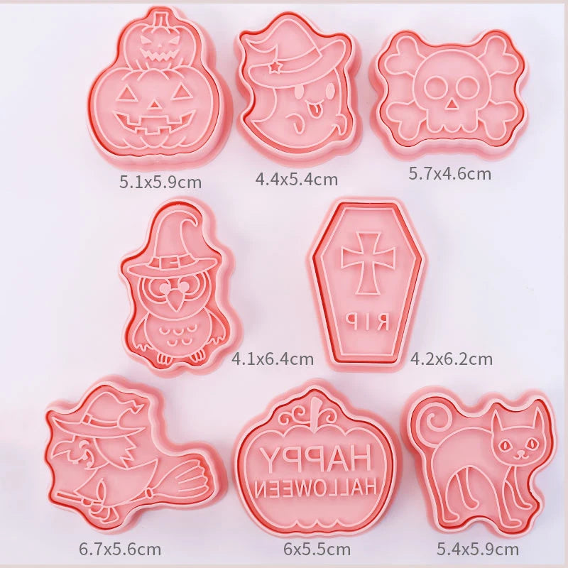 8 Pcs/set Cookie Cutters Plastic 3D Cute Cartoon Pressable Biscuit Mold Cookie Stamp Kitchen Baking Pastry Bakeware