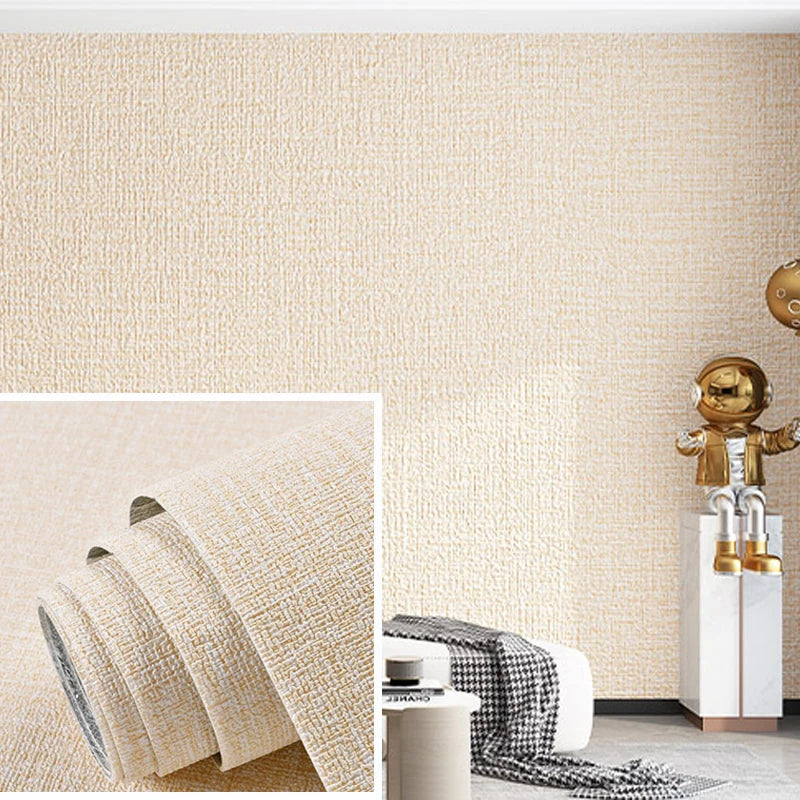 Linen Wallpaper Self-adhesive Waterproof Moisture-proof and Moldy Resistant 3D Wall Stickers Home Living Room Wall Decoration