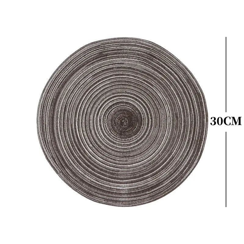 2/4Pcs Round Table Mat Woven Ramie Placemats Anti Slip Dining Table Mats Tableware Bowl Pads Drink Cup Coasters Kitchen Supplies