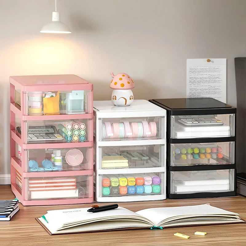 1Pc Storage Box,Space-Saving Clear Drawer Organizer (2/3/4-Tier) Sort Office,Home,dormitory,Makeup, Pens, Jewelry, Stationary ﻿