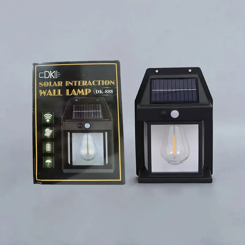 Motion Sensor Solar Tungsten Night Lamp Intelligent Wall Lamp 3 Lighting Modes Waterproof Courtyard Garden Decoration Lantern