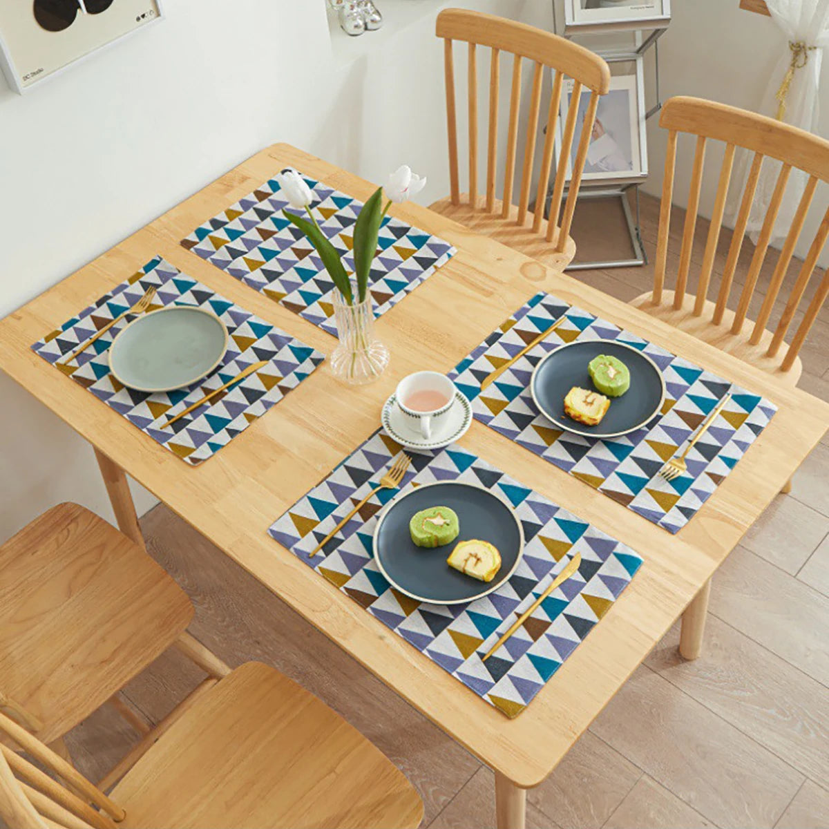 4 Pcs/Set Simple Tableware Mat Rectangle Individual Placemats Heat Insulation Dining Table Mat Table Decoration And Accessories