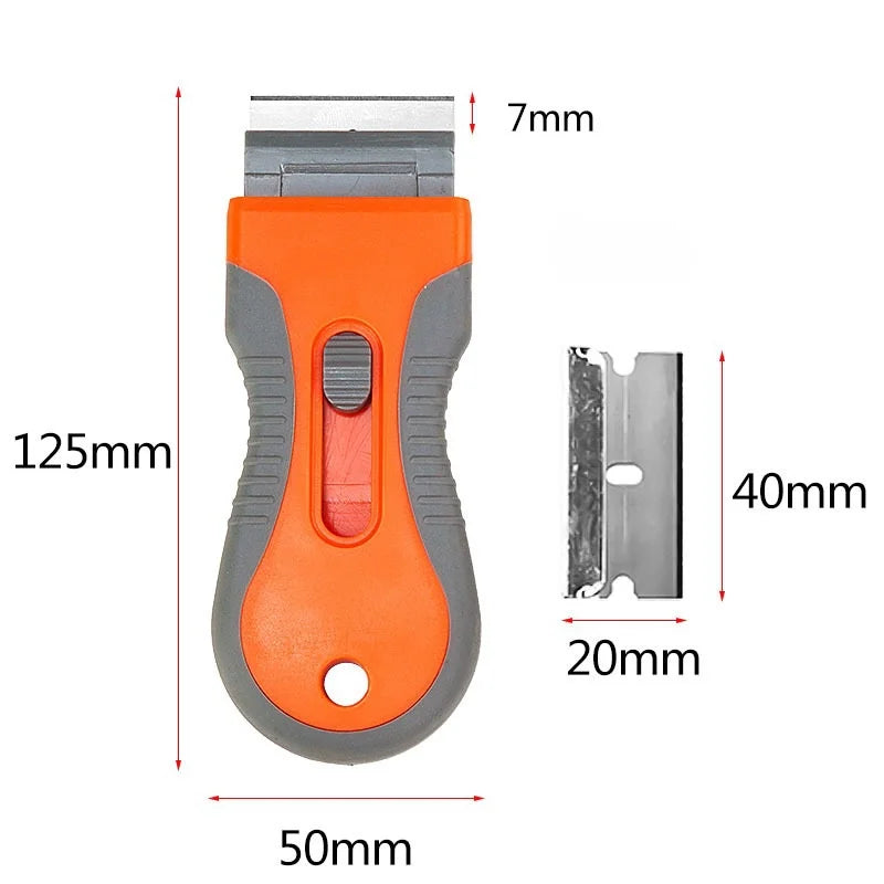 Window Cleaning Blade Scraper Glue Removal Blade Glass Oven Razor Scraper Plastic Handle Razor Scraper Spatula Car Film Tool