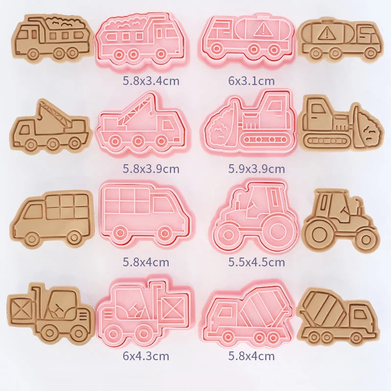 8 Pcs/set Cookie Cutters Plastic 3D Cute Cartoon Pressable Biscuit Mold Cookie Stamp Kitchen Baking Pastry Bakeware