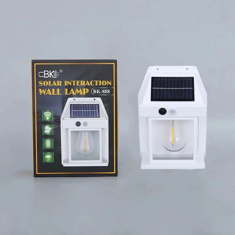 Motion Sensor Solar Tungsten Night Lamp Intelligent Wall Lamp 3 Lighting Modes Waterproof Courtyard Garden Decoration Lantern