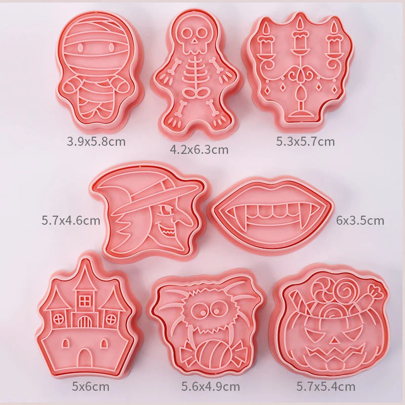 8 Pcs/set Cookie Cutters Plastic 3D Cute Cartoon Pressable Biscuit Mold Cookie Stamp Kitchen Baking Pastry Bakeware