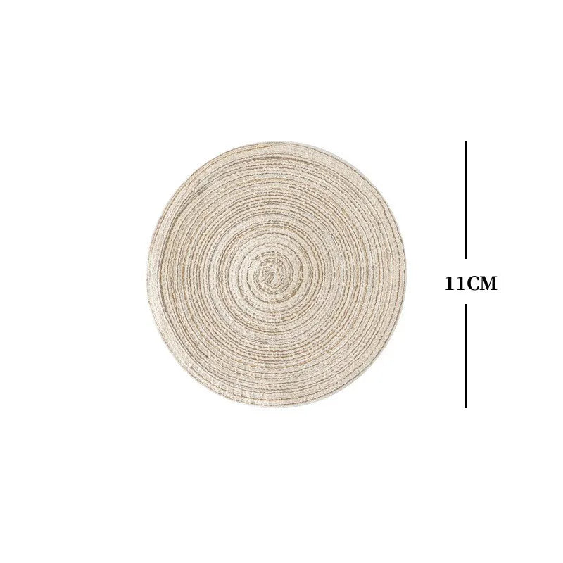 2/4Pcs Round Table Mat Woven Ramie Placemats Anti Slip Dining Table Mats Tableware Bowl Pads Drink Cup Coasters Kitchen Supplies