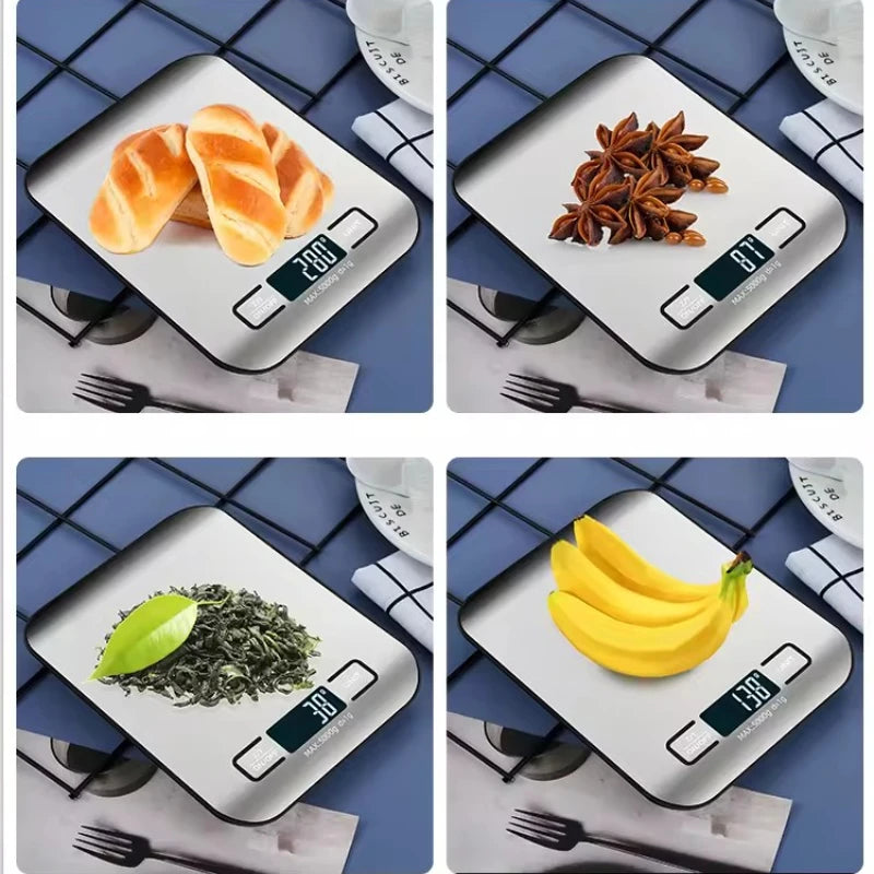 Digital Kitchen Scale LED Display 5kg/1g Stainless Steel Panel Electronic Scales Home Jewelry Food Snacks Weighing Baking Tools