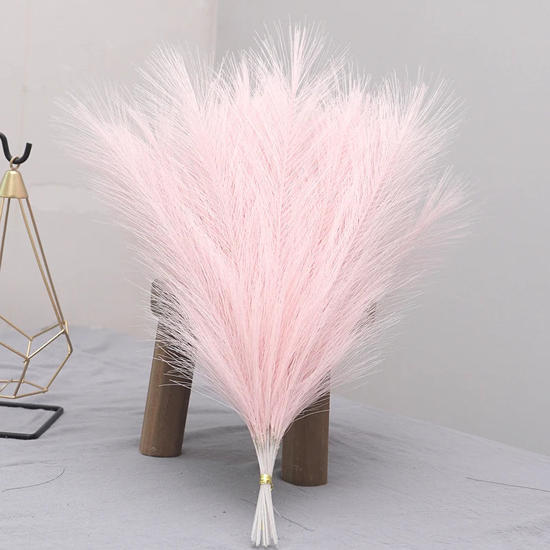 Tenvity 15pcs Pampas Grass Artificial Flowers Bouquet For Home Wedding Christmas Vase Decor DIY Party Bedroom Fake Reed Plants