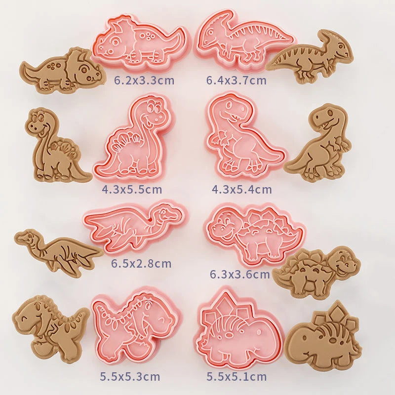 8 Pcs/set Cookie Cutters Plastic 3D Cute Cartoon Pressable Biscuit Mold Cookie Stamp Kitchen Baking Pastry Bakeware