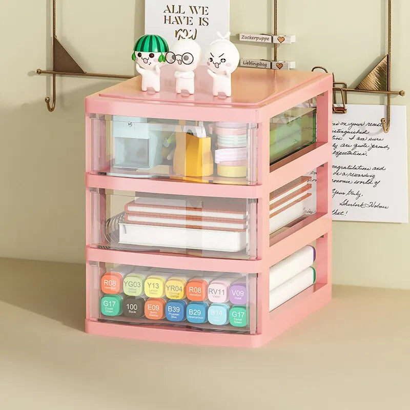 1Pc Storage Box,Space-Saving Clear Drawer Organizer (2/3/4-Tier) Sort Office,Home,dormitory,Makeup, Pens, Jewelry, Stationary ﻿