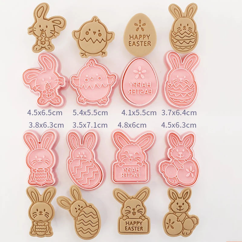 8 Pcs/set Cookie Cutters Plastic 3D Cute Cartoon Pressable Biscuit Mold Cookie Stamp Kitchen Baking Pastry Bakeware