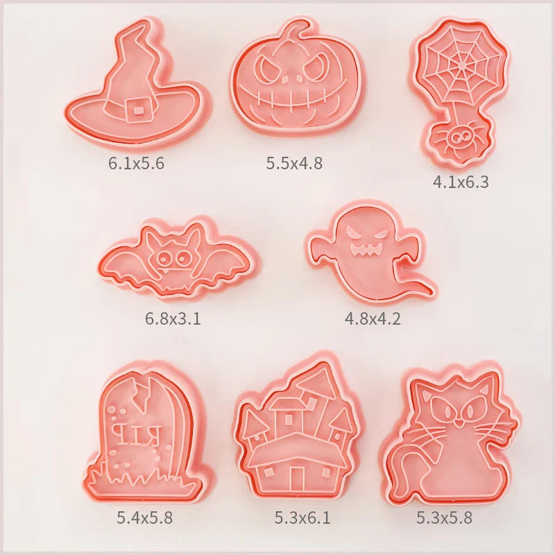 8 Pcs/set Cookie Cutters Plastic 3D Cute Cartoon Pressable Biscuit Mold Cookie Stamp Kitchen Baking Pastry Bakeware