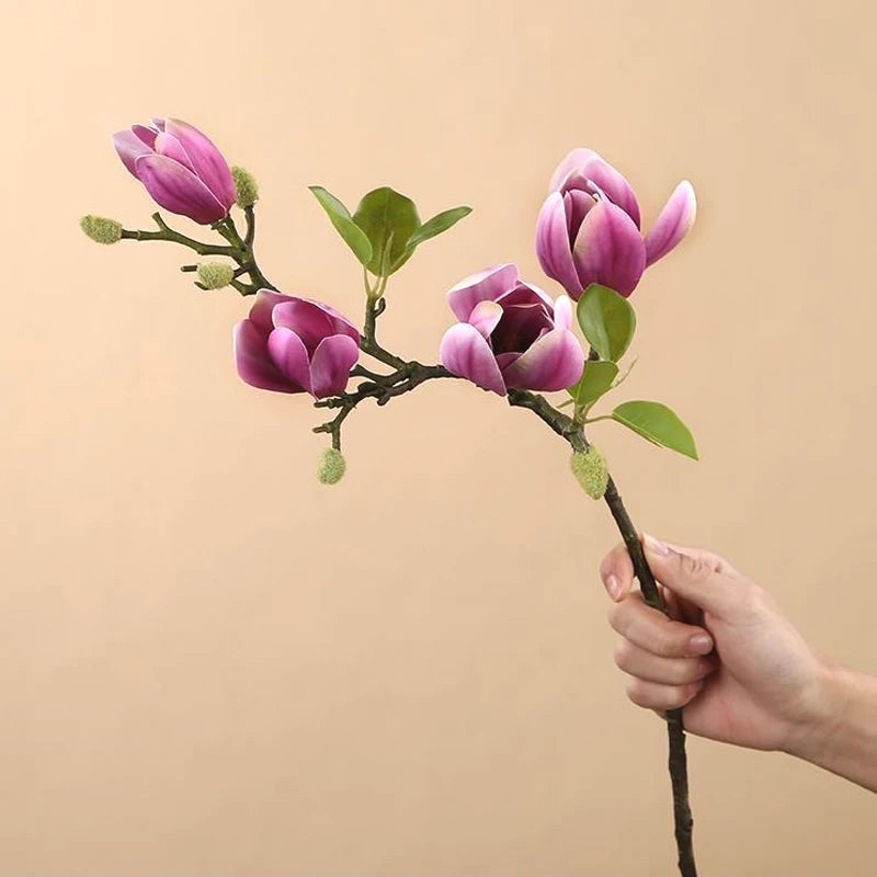 Artificial Magnolia Flower Branch For Home Living Room Decoration Orchid Bouquet Wedding Party Simulation Flower Fake Plant