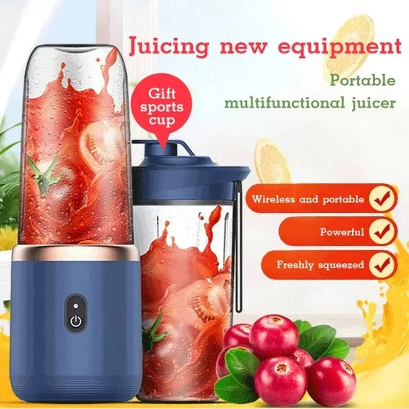 Portable Electric Juice Extractor Household Multi Function 6 Blades Mini Juice Cup Mixing Smoothies Auxiliary Food for Kitchen