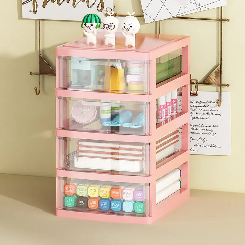 1Pc Storage Box,Space-Saving Clear Drawer Organizer (2/3/4-Tier) Sort Office,Home,dormitory,Makeup, Pens, Jewelry, Stationary ﻿