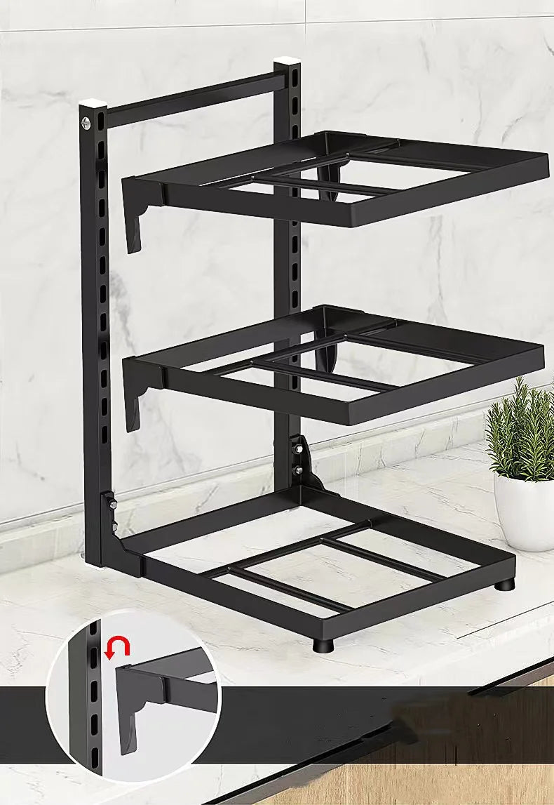 Kitchen Sink Storage Rack Multi-Layer Cooker Storage Rack For Home Stovetop Cabinets Adjustable Pot Rack