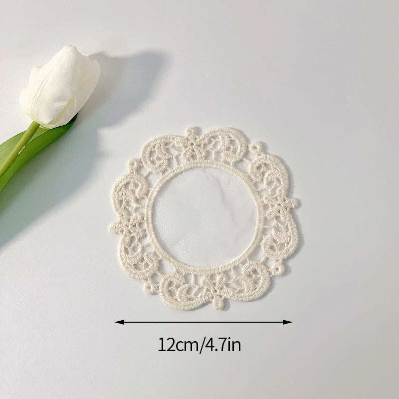 Round Hollow Lace Coaster Table Napkin Embroidery Flower Placemat White Coffee Cup Dining Mat Home Wedding Party Decor 코스터