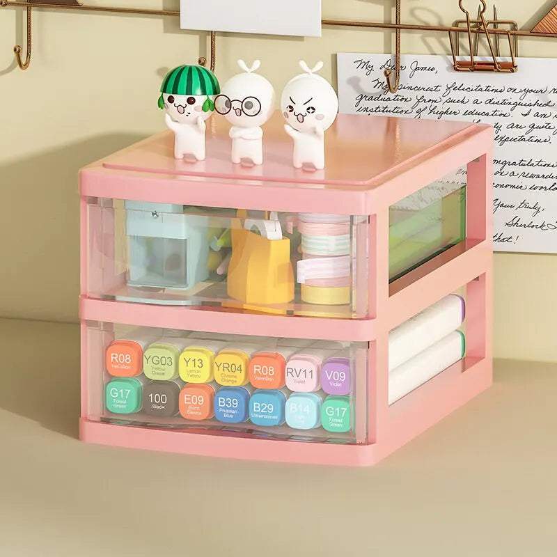 1Pc Storage Box,Space-Saving Clear Drawer Organizer (2/3/4-Tier) Sort Office,Home,dormitory,Makeup, Pens, Jewelry, Stationary ﻿