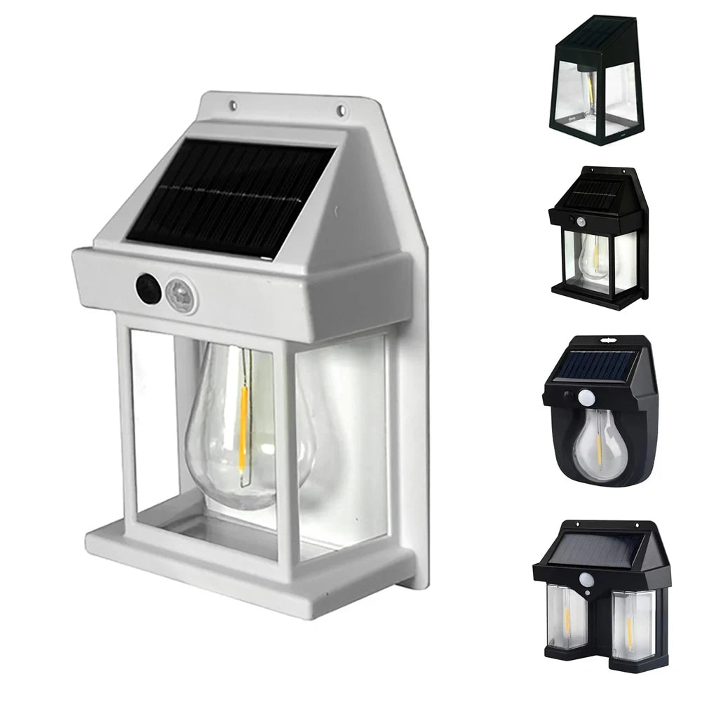 Motion Sensor Solar Tungsten Night Lamp Intelligent Wall Lamp 3 Lighting Modes Waterproof Courtyard Garden Decoration Lantern