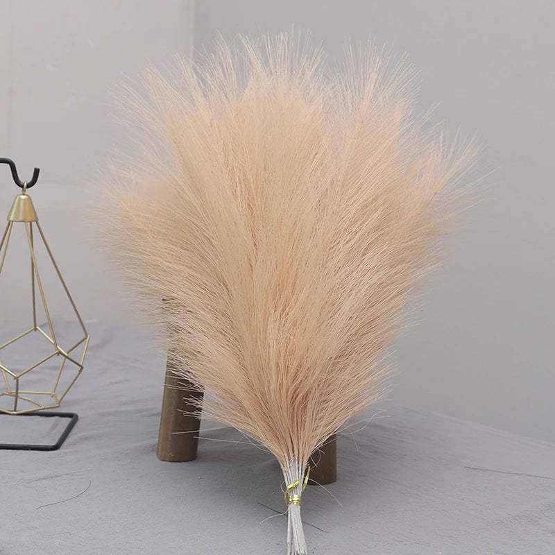 Tenvity 15pcs Pampas Grass Artificial Flowers Bouquet For Home Wedding Christmas Vase Decor DIY Party Bedroom Fake Reed Plants