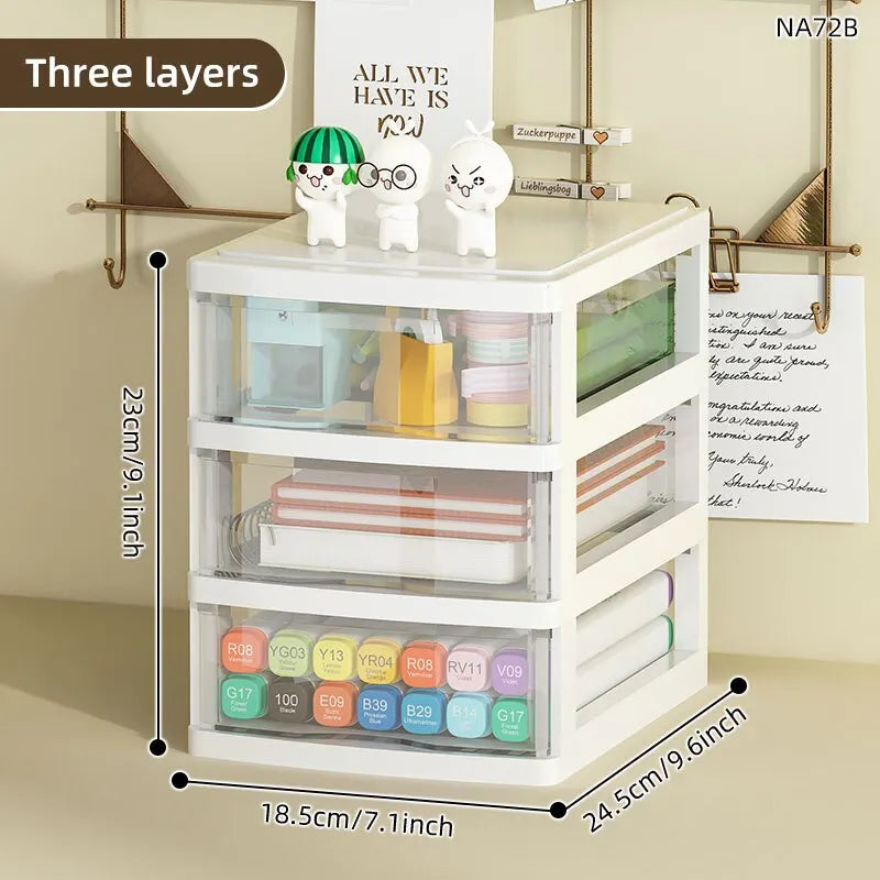 1Pc Storage Box,Space-Saving Clear Drawer Organizer (2/3/4-Tier) Sort Office,Home,dormitory,Makeup, Pens, Jewelry, Stationary ﻿