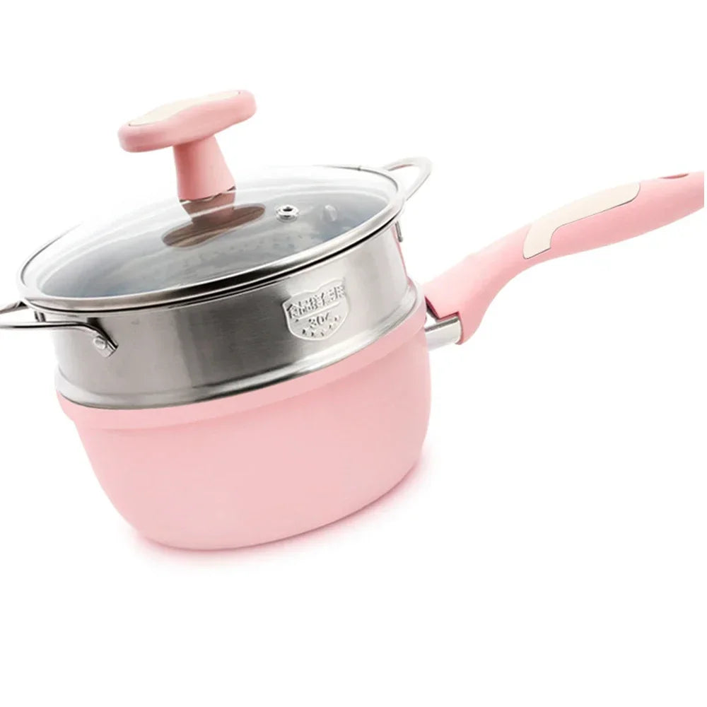 Maifan Stone Kitchen Soup Non-Stick Frying Pan Set  Pot Milk Pan with  Handle Lid Pot Cookware Set Cooking Utensils for Kitchen