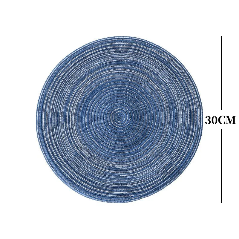 2/4Pcs Round Table Mat Woven Ramie Placemats Anti Slip Dining Table Mats Tableware Bowl Pads Drink Cup Coasters Kitchen Supplies